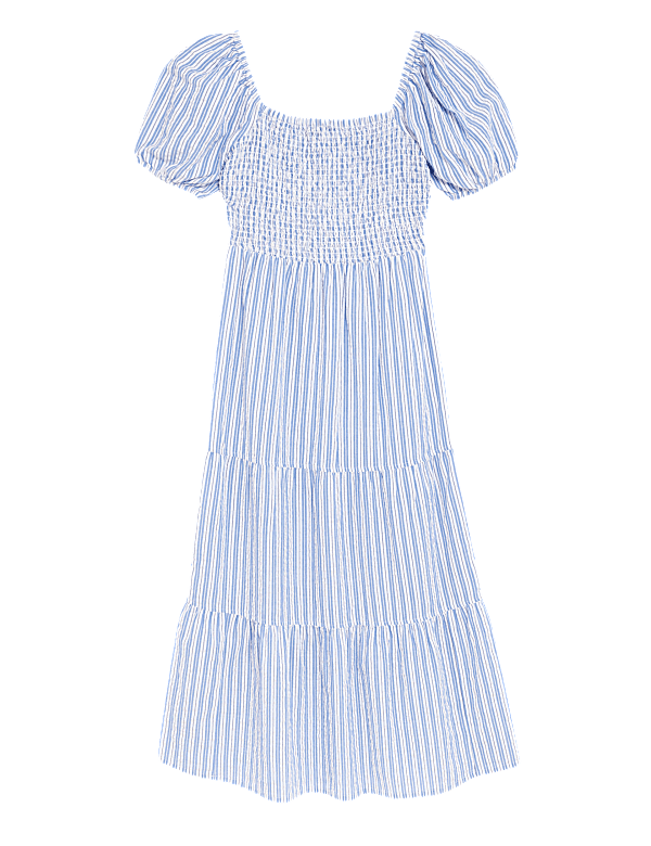 Printed Midi Square Neck Dress