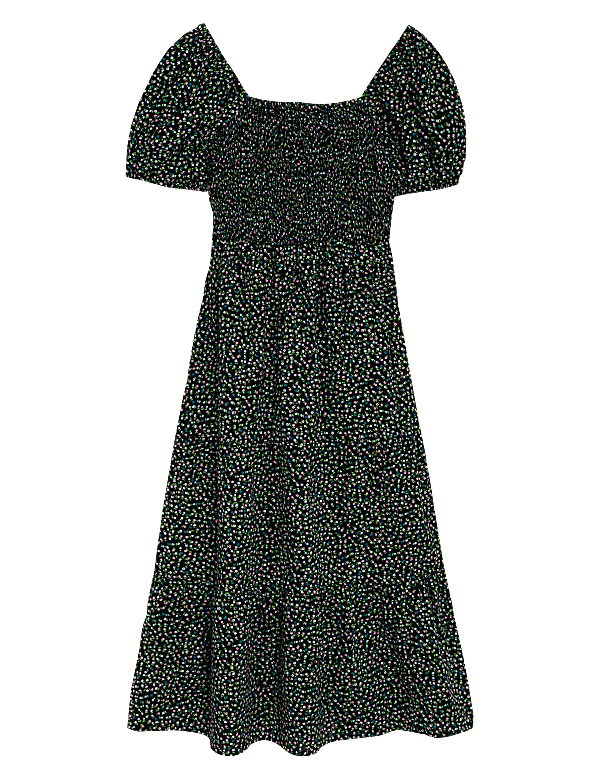 Printed Midi Square Neck Dress