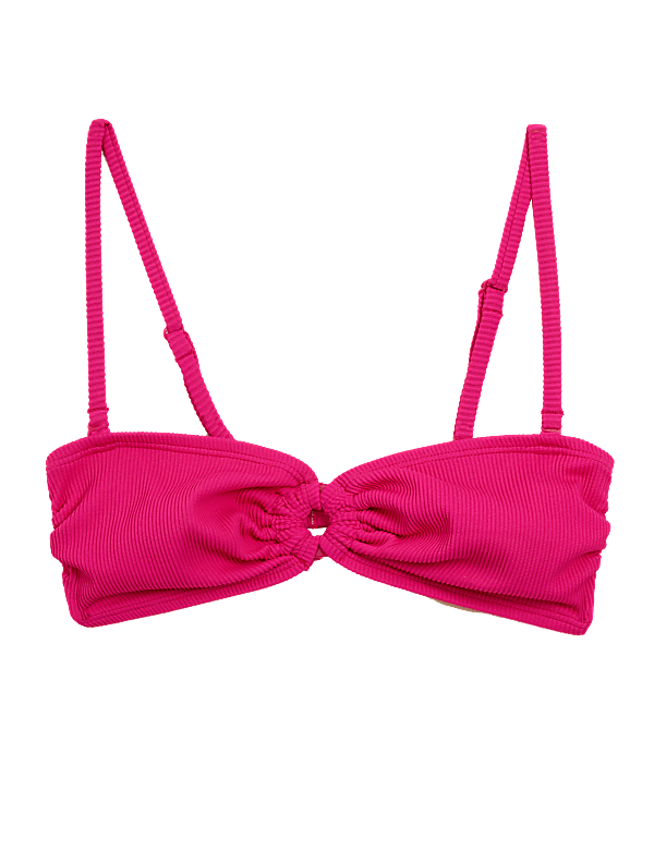 Ribbed Ring Detail Bandeau Bikini Top