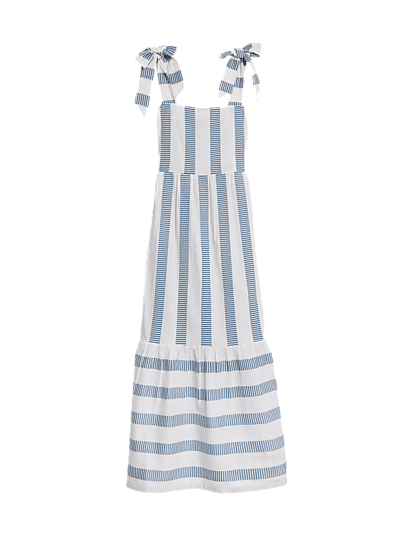 Cotton Rich Striped Midaxi Tiered Dress