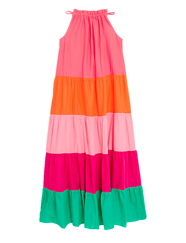 Pure Cotton Colour Block Maxi Beach Dress