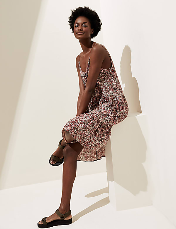 Printed Mini Swing Beach Dress