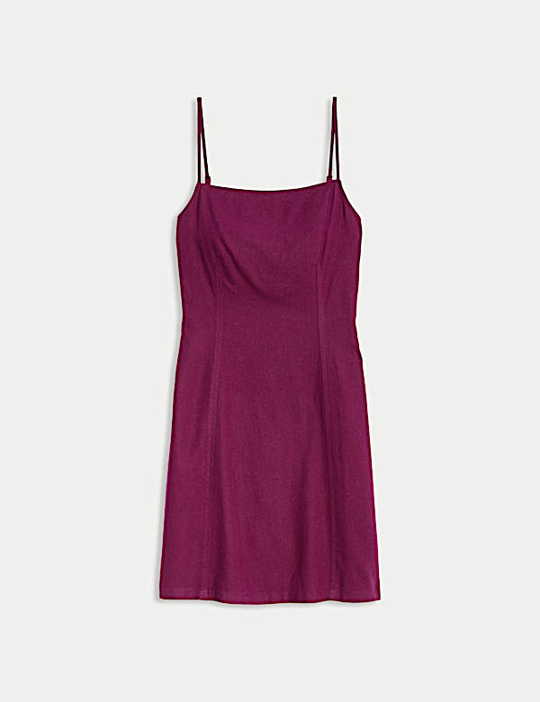 Linen Rich Mini Shift Dress
