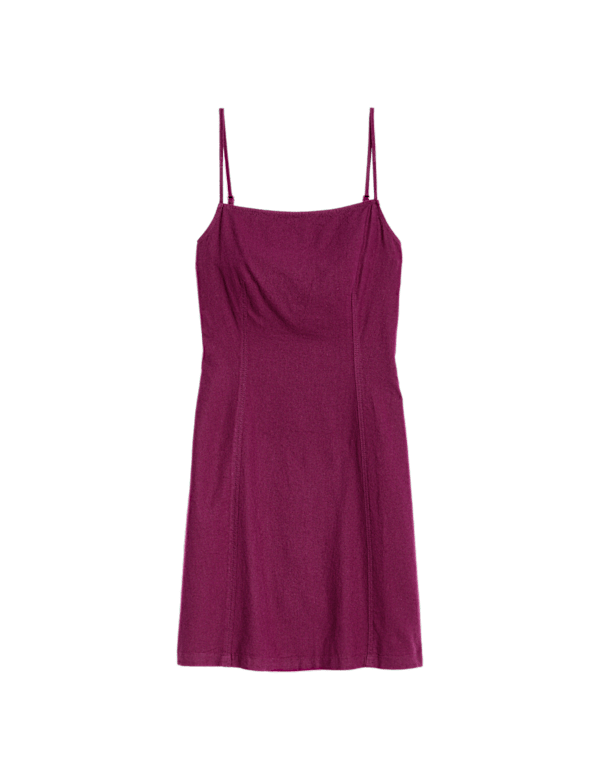 Linen Rich Mini Shift Dress