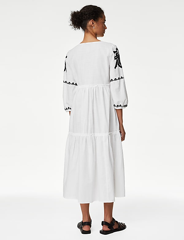 Pure Cotton Midaxi Tiered Beach Dress