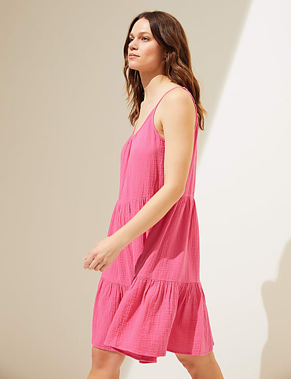 Pure Cotton Mini Tiered Beach Dress