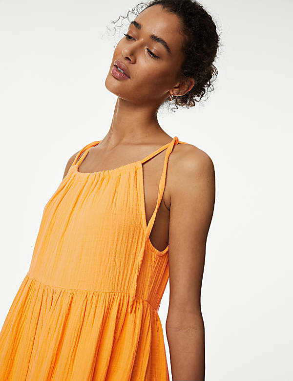 Pure Cotton Square Neck Midaxi Beach Dress