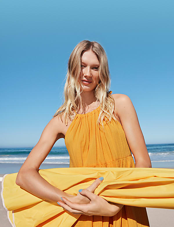 Pure Cotton Square Neck Midaxi Beach Dress