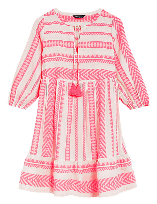 Cotton Rich Jacquard Mini Smock Beach Dress