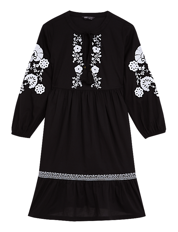Pure Cotton V-Neck Mini Tiered Dress