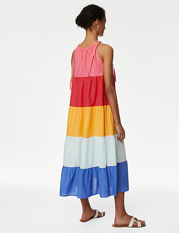 Pure Cotton Colour Block Midaxi Beach Dress