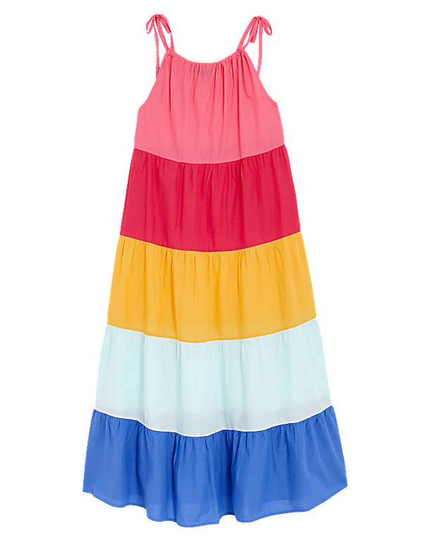 Pure Cotton Colour Block Midaxi Beach Dress