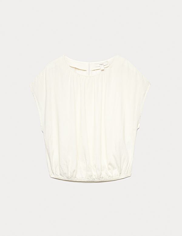 Gathered Hem Top With Linen - VN