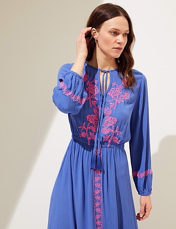 Embroidered V-Neck Maxi Beach Dress