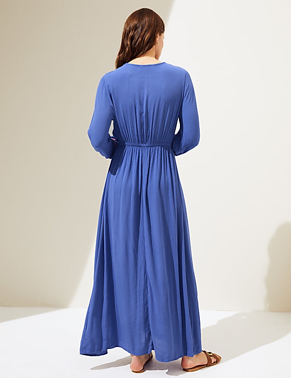 Embroidered V-Neck Maxi Beach Dress