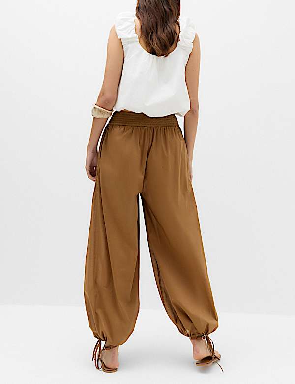Pantalon de plage 100 % coton &agrave; ourlet bouffant - LU