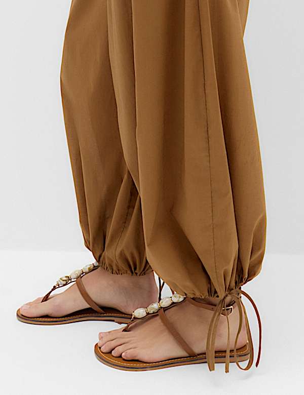 Pantalon de plage 100 % coton &agrave; ourlet bouffant - LU