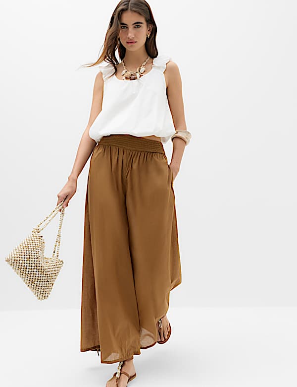 Pantalon de plage 100 % coton &agrave; ourlet bouffant - LU