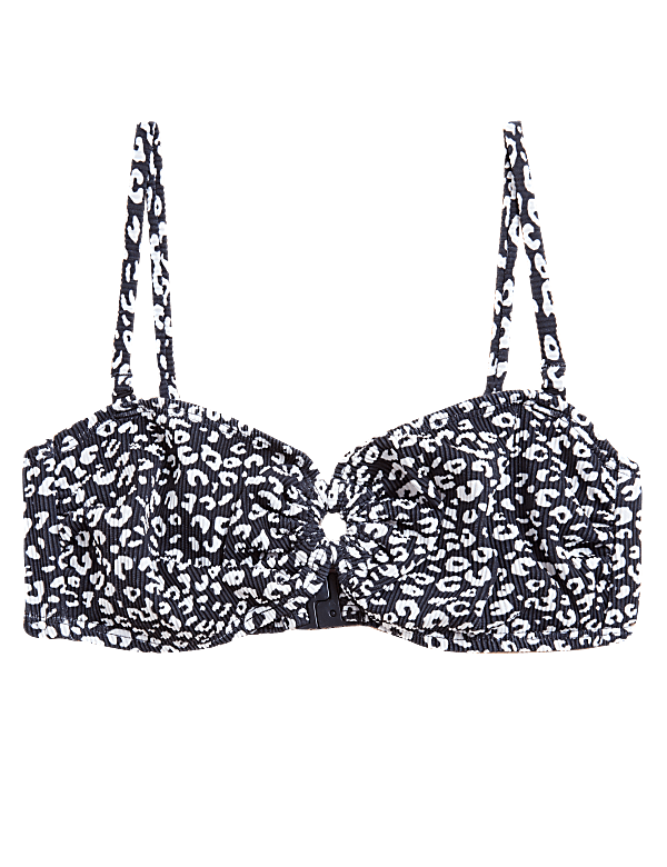 Printed Ring Detail Bandeau Bikini Top