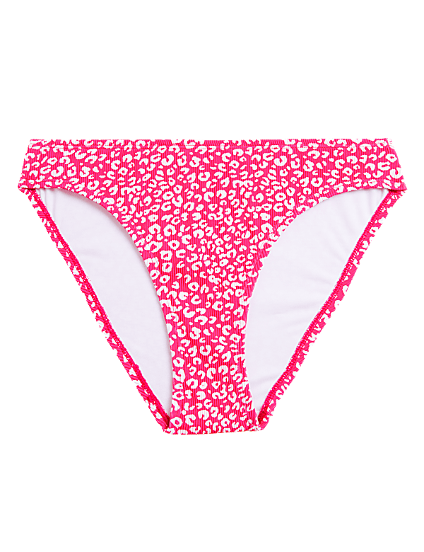 Printed Ribbed High Leg Bikini Bottoms