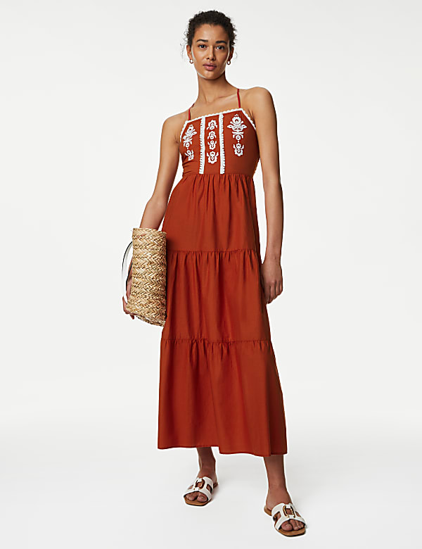 Buy Pure Cotton Embroidered Midaxi Beach Dress at Marks Spencer