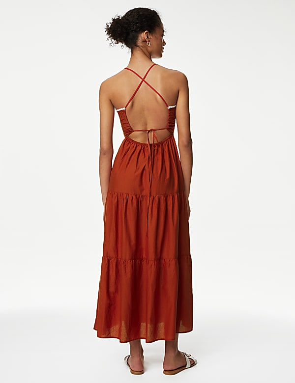 Pure Cotton Embroidered Midaxi Beach Dress