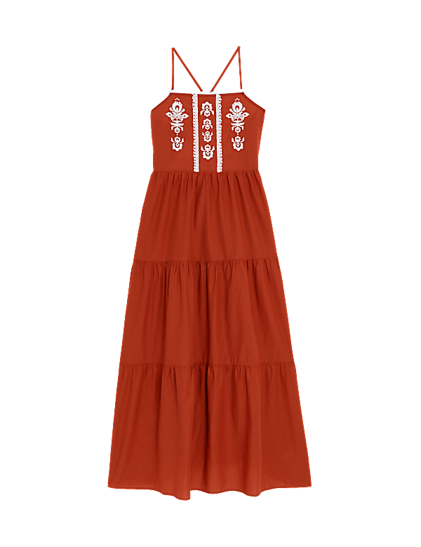 Pure Cotton Embroidered Midaxi Beach Dress