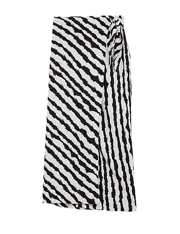 Linen Blend Midi Wrap Beach Skirt