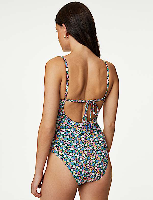 Printed Tie Front Swimsuit