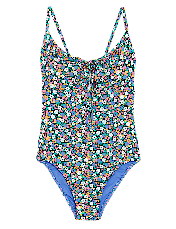 Printed Tie Front Swimsuit