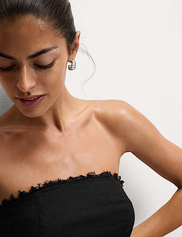 Linen Rich Bandeau Mini Dress