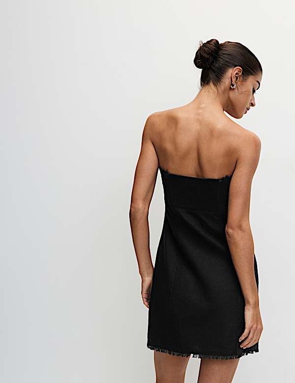 Linen Rich Bandeau Mini Dress