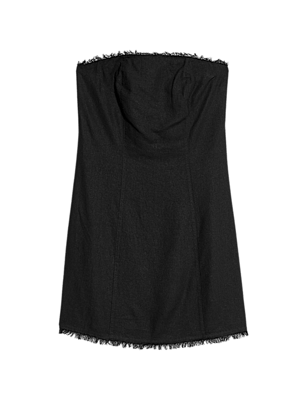Linen Rich Bandeau Mini Dress