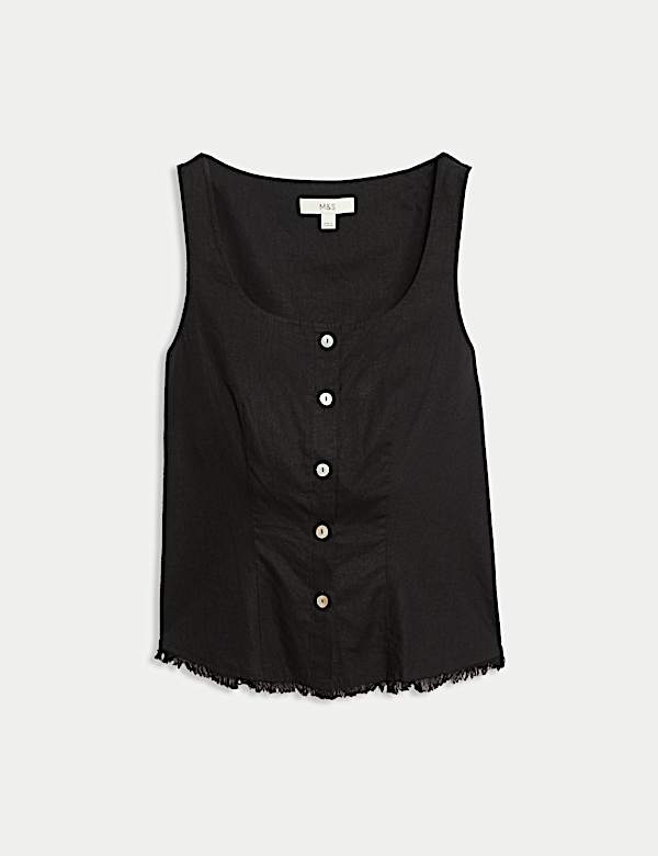 Caraco en lin à bord brut et fermeture boutonnée - LU