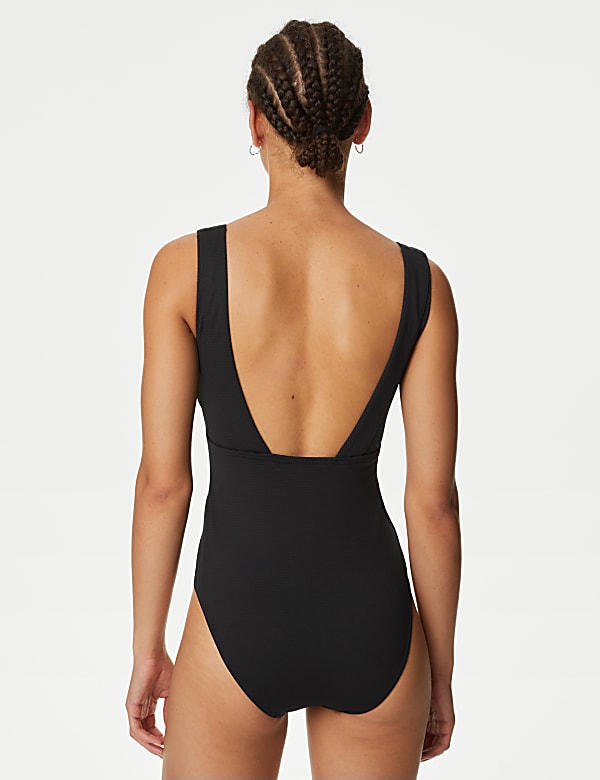 Magic Textured Mesh Plunge Swimsuit