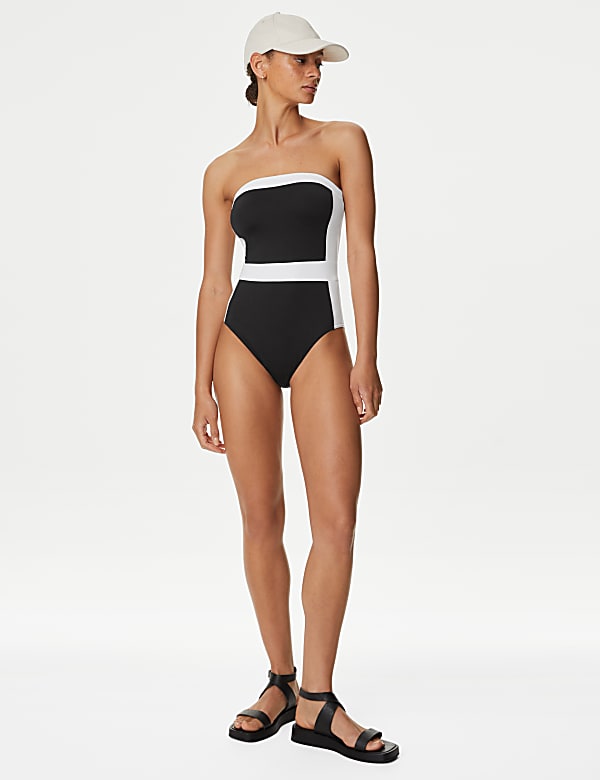 Colour Block Padded Bandeau Swimsuit
