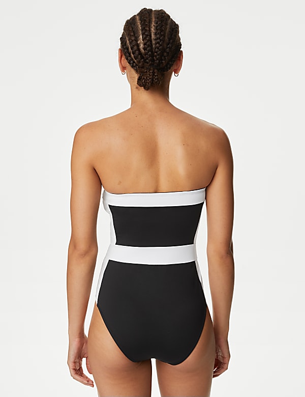 Colour Block Padded Bandeau Swimsuit