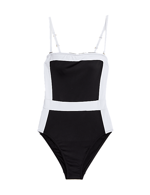 Colour Block Padded Bandeau Swimsuit