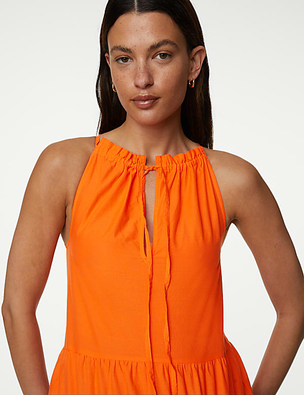Pure Cotton High Neck Midaxi Beach Dress