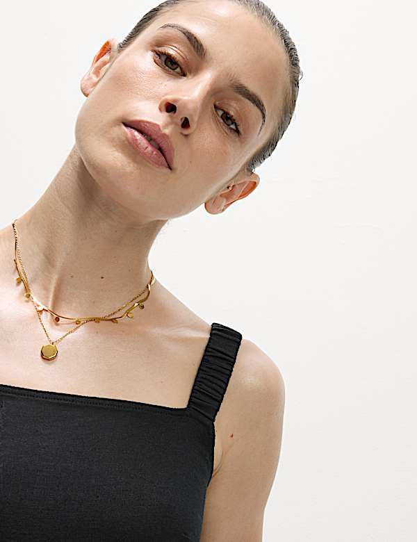 Linen Rich Scoop Neck Midi Drop Waist Dress - RS