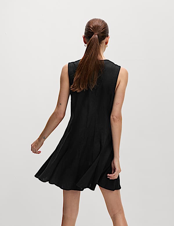 Linen Rich Godet Mini Dress