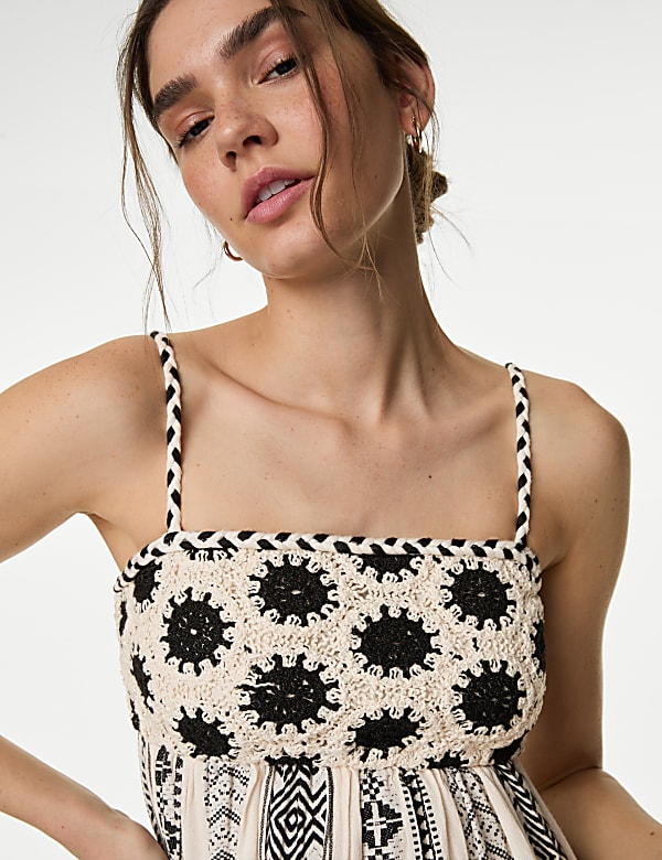 Pure Cotton Printed Textured Midaxi Beach Dress