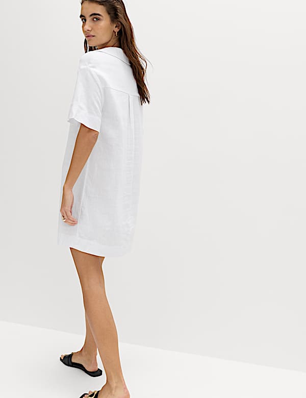 Robe tube coupe courte en lin avec encolure - FR
