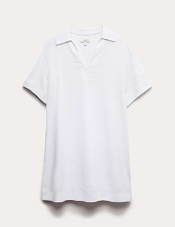 Robe tube coupe courte en lin avec encolure - FR