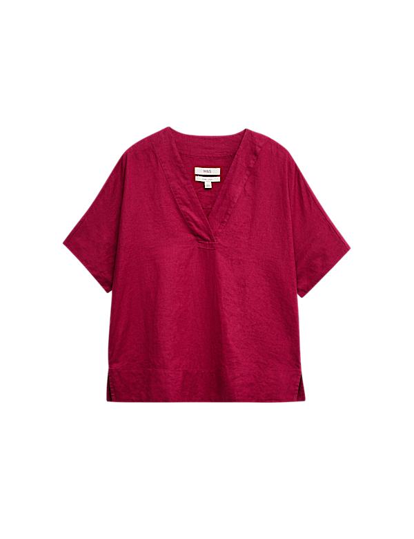 Pure Linen V-Neck Popover Top