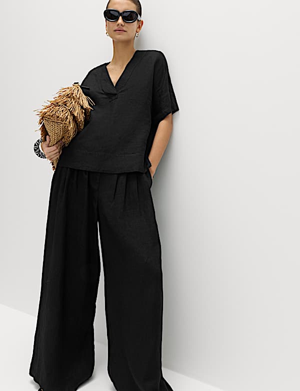 Pure Linen V-Neck Popover Top