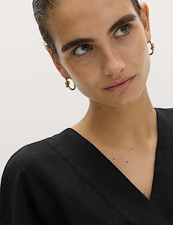 Pure Linen V-Neck Popover Top