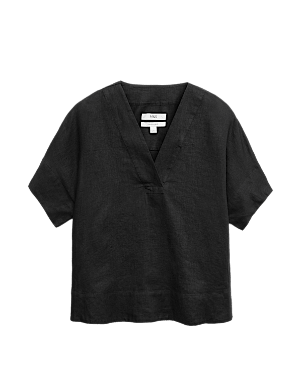 Pure Linen V-Neck Popover Top