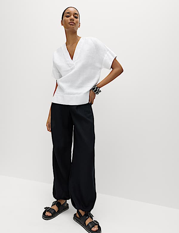 Pure Linen V-Neck Popover Top