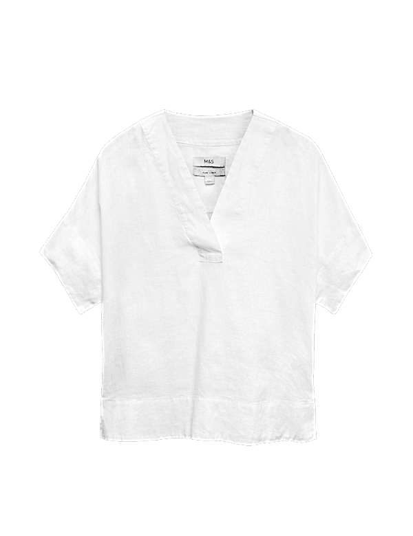 Pure Linen V-Neck Popover Top
